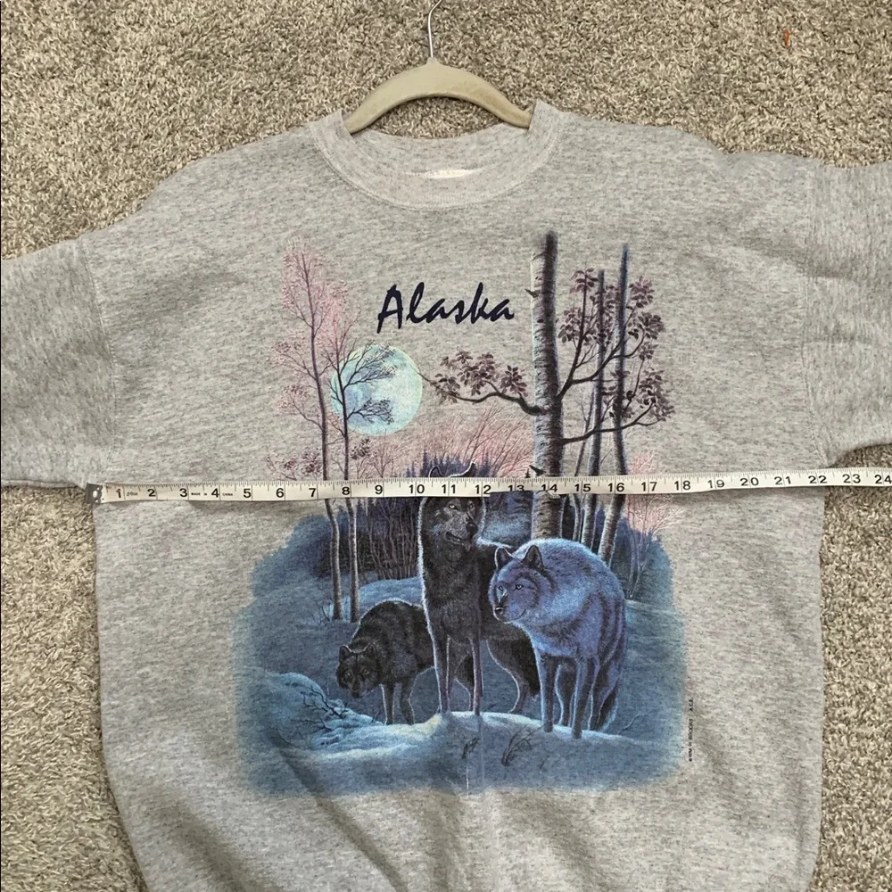 Vintage Hanes Alaska Wolves Graphic Gray Sweatshirt - Picture 7 of 7